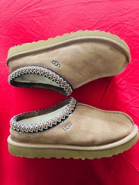 UGG Tan Suede Shearling-Lined Slip-Ons